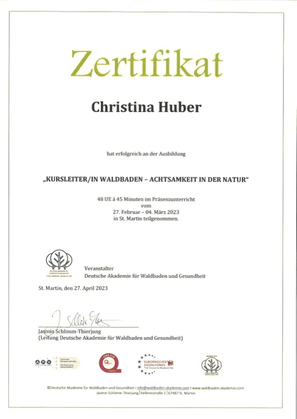 Christinas Zertifikat